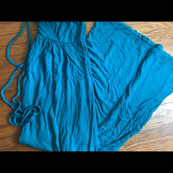 Strapless turquoise maxi  dress - Picture 3 of 3